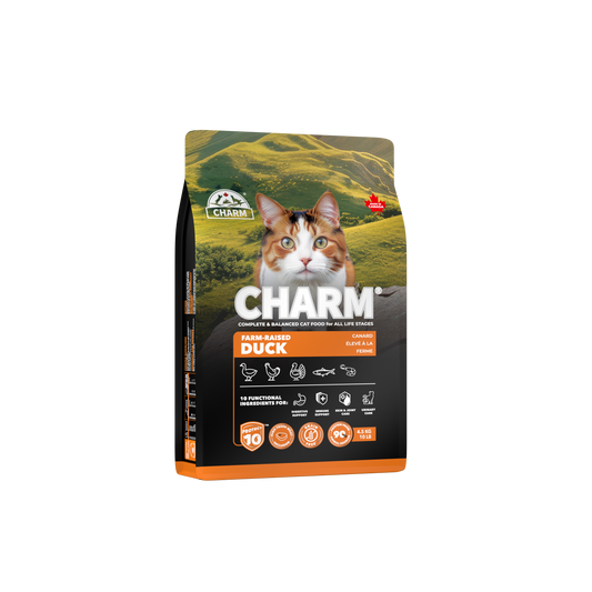 CHARM Protect10™ 超能精華無穀物農場鴨貓糧|包裝側面