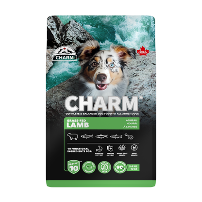 CHARM Protect10™ 超能精華無穀物草飼羊狗糧｜正面包裝（容量以選項為準）