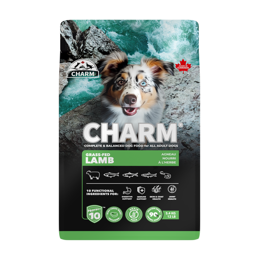 CHARM Protect10™ 超能精華無穀物草飼羊狗糧｜正面包裝（容量以選項為準）