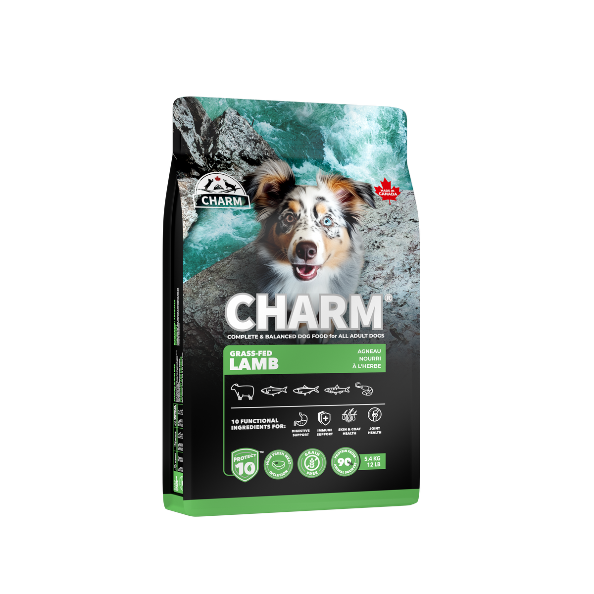 CHARM Protect10™ 超能精華無穀物草飼羊狗糧｜包裝側面