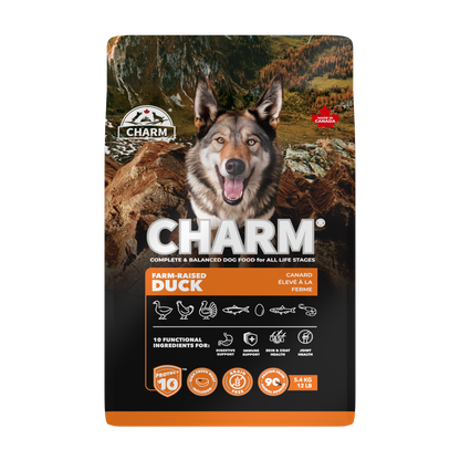 CHARM Protect10™ 超能精華無穀物農場鴨狗糧｜正面包裝（容量以選項為準）