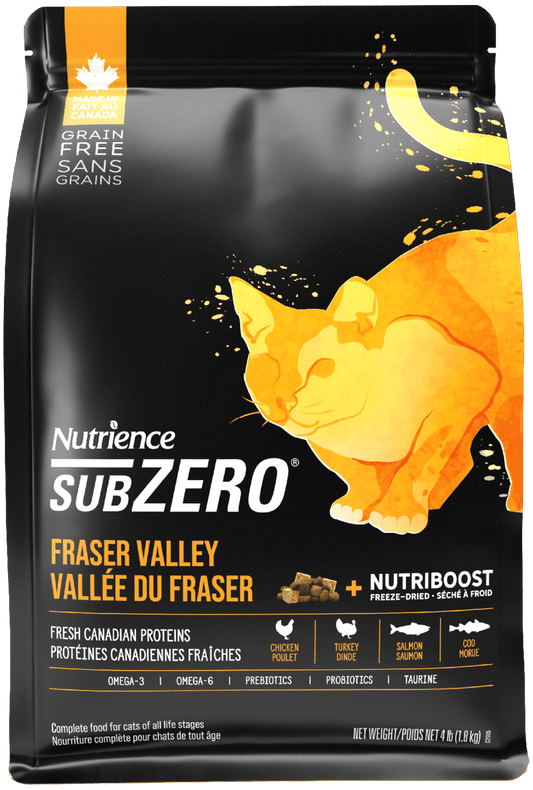NUTRIENCE SubZero Fraser Valley 鮮雞肉凍乾粒貓糧｜正面包裝（容量以選項為準）