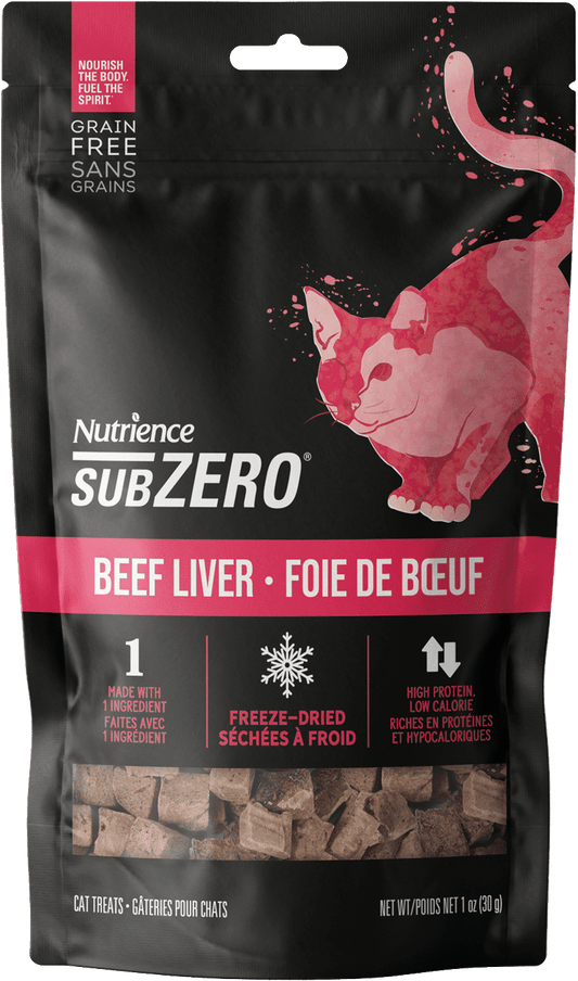 NUTRIENCE SubZero 鮮牛肝凍乾貓用小食｜正面包裝（容量以選項為準）