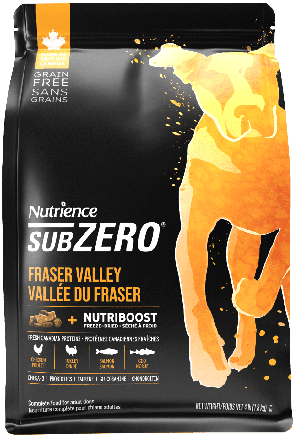NUTRIENCE SubZero Fraser Valley 鮮雞肉凍乾粒狗糧｜正面包裝（容量以選項為準）