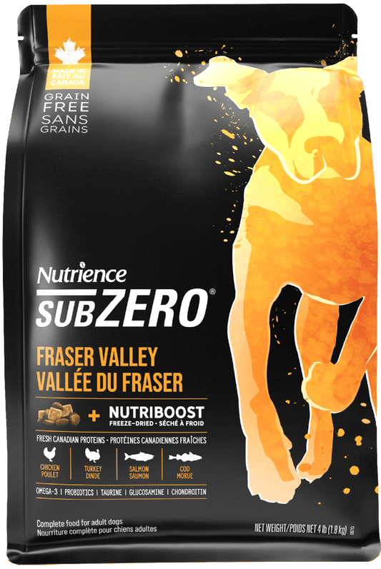 NUTRIENCE SubZero Fraser Valley 鮮雞肉凍乾粒狗糧｜正面包裝（容量以選項為準）