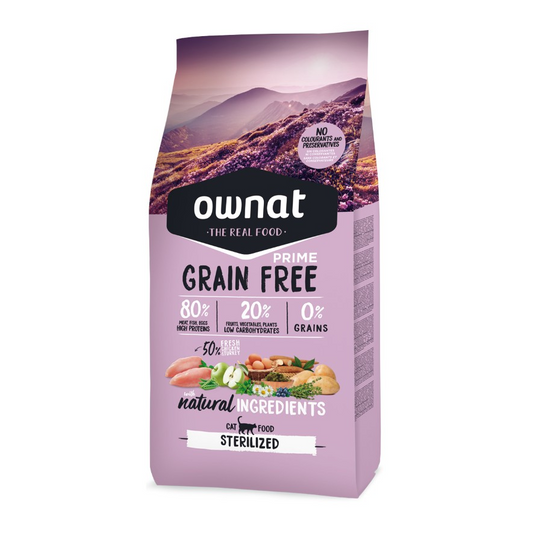 OWNAT PRIME 無穀物貓糧｜已絕育貓雞肉火雞配方｜正面包裝（容量以選項為準）