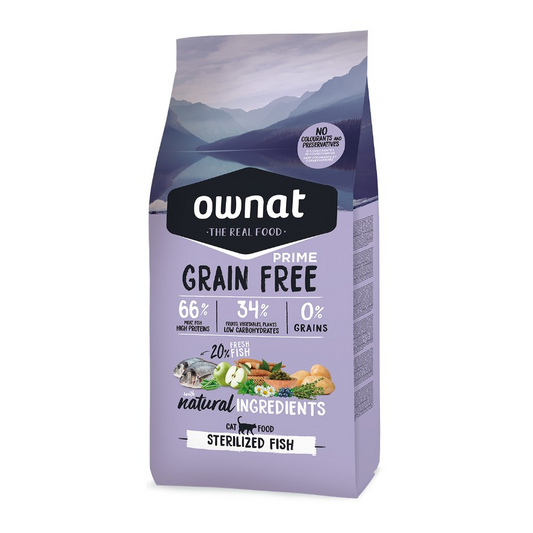 OWNAT PRIME 無穀物貓糧｜已絕育貓魚肉配方｜正面包裝（容量以選項為準）